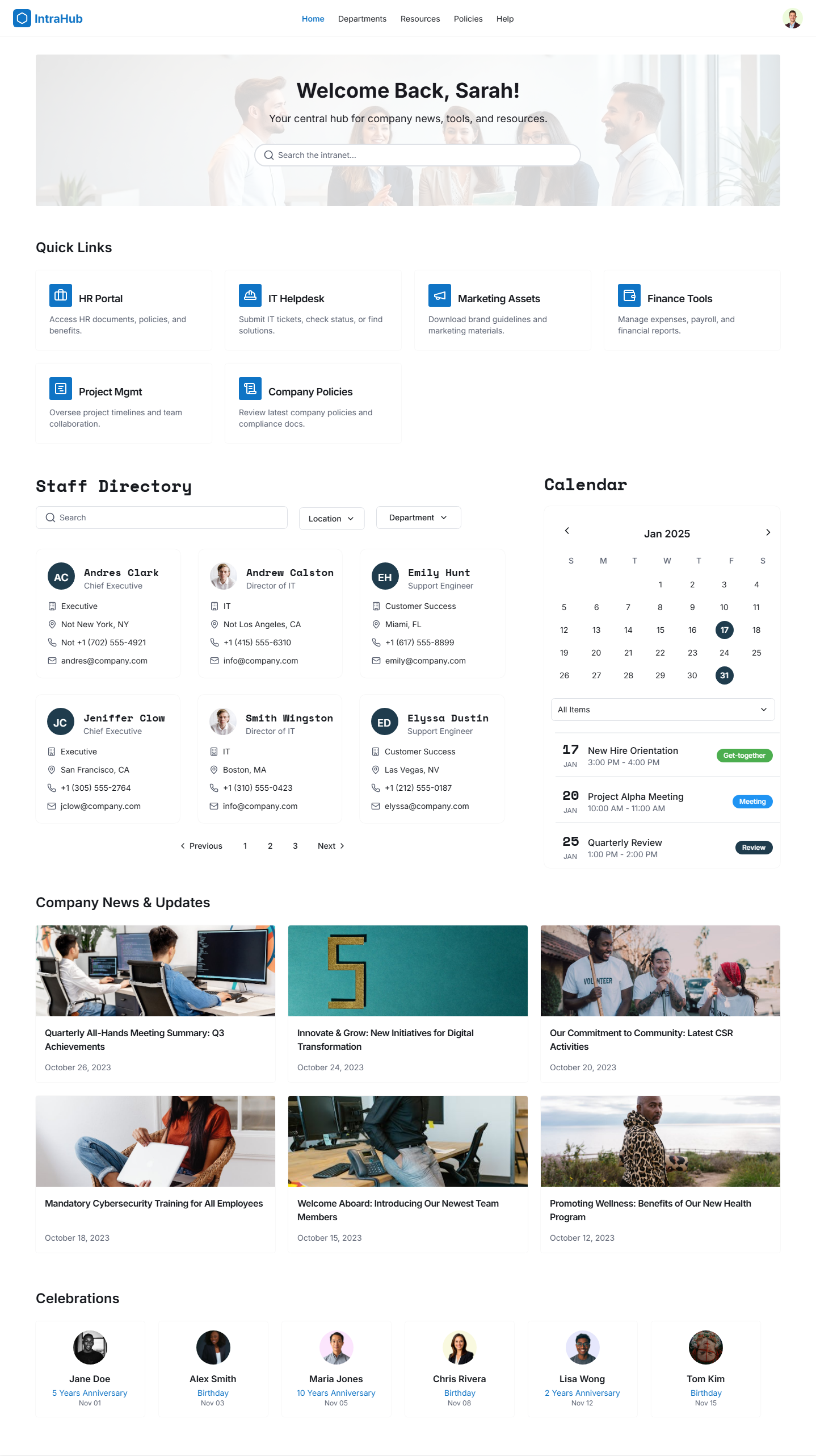 Modern Intranet Hub Development by Akshara Technologies