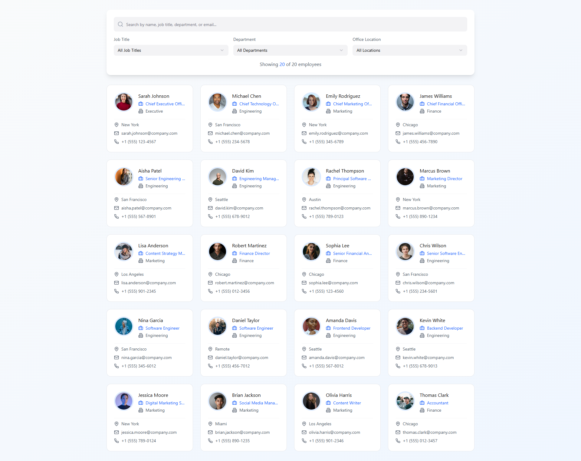 SPFx employee directory web part with Microsoft Graph API